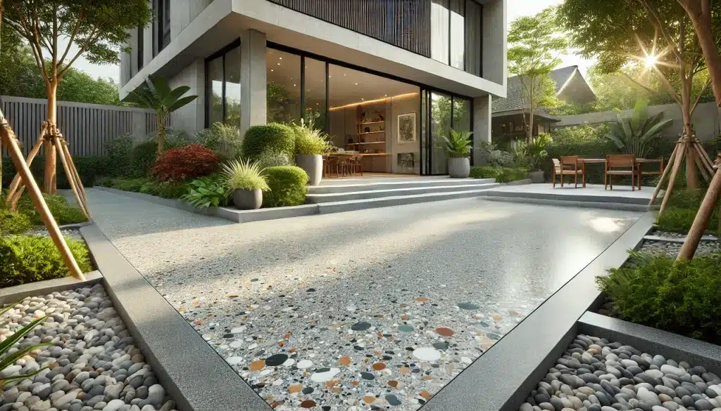 finished cementitious terrazzo surface outdoors